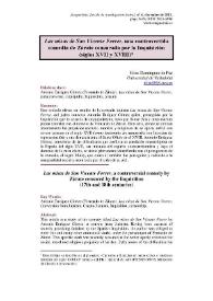 'Las misas de San Vicente Ferrer', una controvertida comedia de Zárate censurada por la Inquisición (siglos XVII y XVIII)