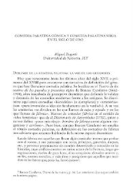 Comedia palatina cómica y comedia palatina seria en el Siglo de Oro