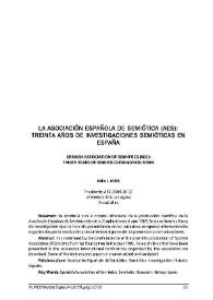 La Asociación Española de Semiótica (AES): treinta años de investigaciones semióticas en España