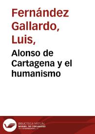 Alonso de Cartagena y el humanismo