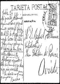 Tarjeta postal de [Francisco de las] Barras a Rafael Altamira. Cádiz, 24 de julio de 1908