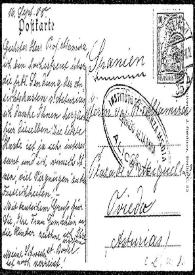 Tarjeta postal de Barel a Rafael Altamira. 16 de septiembre de 1908