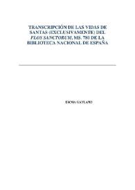 Transcripción de las vidas de santas (exclusivamente) del Flos sanctorum, Ms. 780 de la Biblioteca Nacional de España