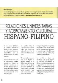 Relaciones universitarias y acercamiento cultural hispano-filipino