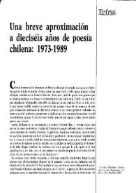 Una breve aproximación a dieciséis años de poesía chilena: 1973-1989