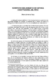 Repertorio bibliográfico de historia constitucional del Perú