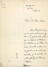 Carta de Rafael Altamira a Antonio Maura. Madrid, 16 de diciembre de 1895