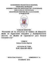 Formación de los Directivos en Centros de Educación Media en Supervisión Educativa y Acompañamiento Docente: Un Modelo de Capacitación para Generar...