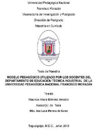 Modelo Pedagógico Utilizado por los docentes del Departamento de Educación Técnica Industrial de la Universidad Pedagógica Nacional Francisco Morazán