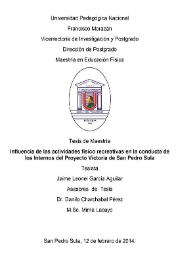 Influencia de las actividades físico recreativas en la conducta de los Internos del Proyecto Victoria de San Pedro Sula