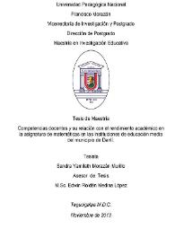 Competencias docentes y su relación con el rendimiento académico en la asignatura de matemáticas en las instituciones de educación media del municipio de Danlí