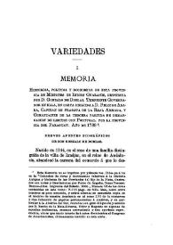 Memoria histórica, política y económica de esta provincia de Misiones de indios guaranís, dispuestas por D. Gonzalo de Doblas ... (Continuará) (I)...