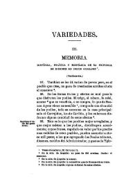 Memoria histórica, política y económica de esta provincia de Misiones de indios guaranís, dispuestas por D. Gonzalo de Doblas ... (Continuará)...