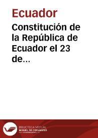 Constitución de la República de Ecuador el 23 de diciembre 1906