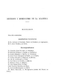 Noticias. Boletín de la Real Academia de la Historia, tomo 1 (1877). Cuaderno V. Acuerdos y discusiones de la Academia