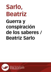 Guerra y conspiración de los saberes