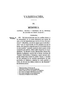 Memoria histórica, política y económica de la provincia de misiones de indios guaranis (Continuación) (V) [Boletín de la Real Academia e la...