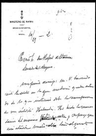 Carta de Enrique Rodríguez a Rafael Altamira, sobre una recomendación. 23 de febrero de 1910