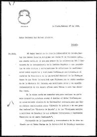 Carta de Joaquín V. González y E. del Valle a Rafael Altamira. La Plata, 27 de febrero de 1909