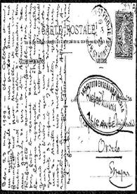 Tarjeta postal a Rafael Altamira. Burdeos, 23 de mayo de 1909