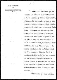Carta de Alejandro Groizard y Eduardo Sanz a Rafael Altamira. [Madrid, 2 de junio de 1909]