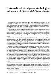 Universalidad de algunas simbologías míticas en el 'Poema del cante jondo'