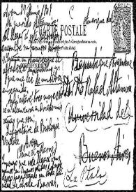 Tarjeta postal de [Francisco de las] Barras a Rafael Altamira. Avon (Francia), 20 de junio de 1909