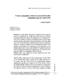 Notas y preguntas sobre los usos del derecho comparado por la Corte IDH