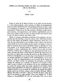 Sobre la ciencia física de hoy. La concepción de la materia