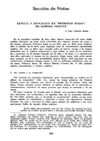Lengua y evocación en 'Primeras hojas', de Zamora Vicente