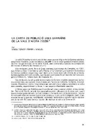 La carta de població dels sarraïns de la vall d'Aiora (1328)