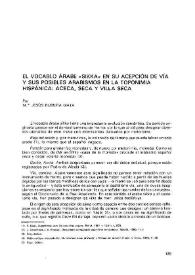 El vocablo árabe «sikka» en su acepción de vía y sus posibles arabismos en la toponimia hispánica: Aceca, Seca y Villa Seca