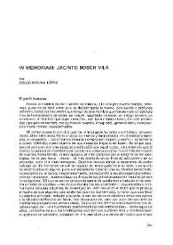 In memoriam: Jacinto Bosch Vilá
