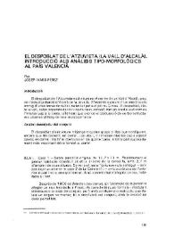 El despoblat de l'Atzuvieta (La Vall d'Alcalà): introducció als anàlisis tipo-morfològics al País Valencià