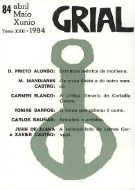 Grial : revista galega de cultura. Núm. 84, 1984