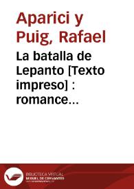 La batalla de Lepanto [Texto impreso] : romance histórico