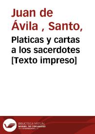 Platicas y cartas a los sacerdotes