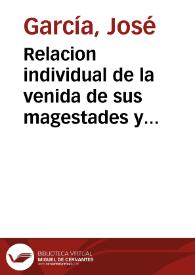 Relacion individual de la venida de sus magestades y serenissimo principe à Valencia, y leales aclamaciones en su arribo