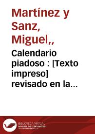 Calendario piadoso : revisado en la parte litúrgica por el Dr. D. Miguel Martínez y Sanz. Año 1880