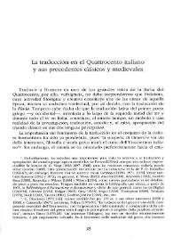 La traducción en el Quattrocento italiano y sus precedentes clásicos y medievales