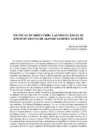 Tácticas de seducción: las misceláneas de ensayos breves de Alonso Zamora Vicente