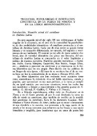 Tradición, popularismo e innovación lingüística en la poesía de Neruda y en la lírica hispanoamericana