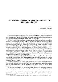Don Alonso Zamora Vicente y la edición de textos clásicos