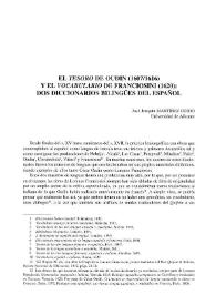 El 'Tesoro' de Oudin (1607/1616) y el 'Vocabulario' de Franciosini (1620): dos diccionarios bilingües del español