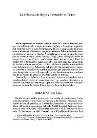 La influencia de Bayle y Fontenelle en Feijoo