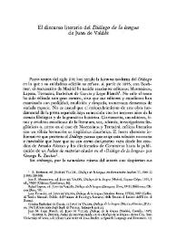 El discurso literario del 'Diálogo de la lengua' de Juan de Valdés