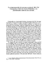 La reinterpretación de un tema medieval: 'Mío Cid Campeador' (1928) de Vicente Huidobro o la identificación enfática con un mito