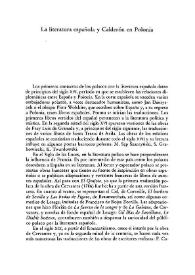 La literatura española y Calderón en Polonia
