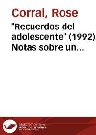 'Recuerdos del adolescente' (1992). Notas sobre un fragmento recuperado de 'El juguete rabioso'