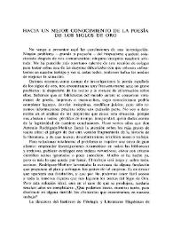 Hacia un mejor conocimiento de la poesía de los Siglos de Oro 